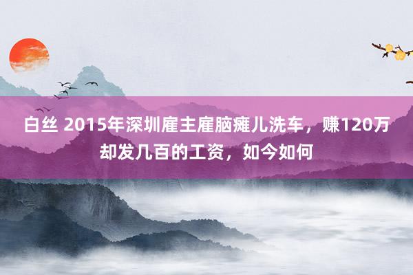 白丝 2015年深圳雇主雇脑瘫儿洗车，赚120万却发几百的工资，如今如何