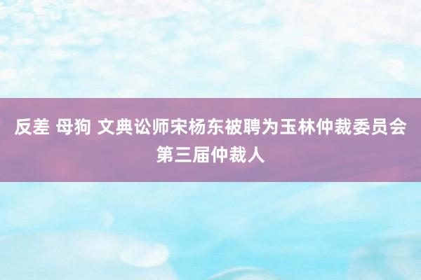 反差 母狗 文典讼师宋杨东被聘为玉林仲裁委员会第三届仲裁人