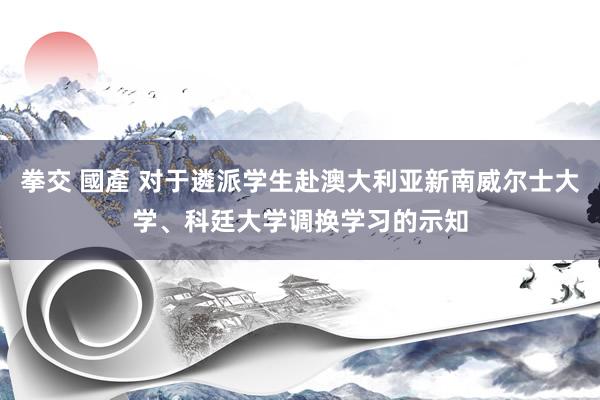 拳交 國產 对于遴派学生赴澳大利亚新南威尔士大学、科廷大学调换学习的示知